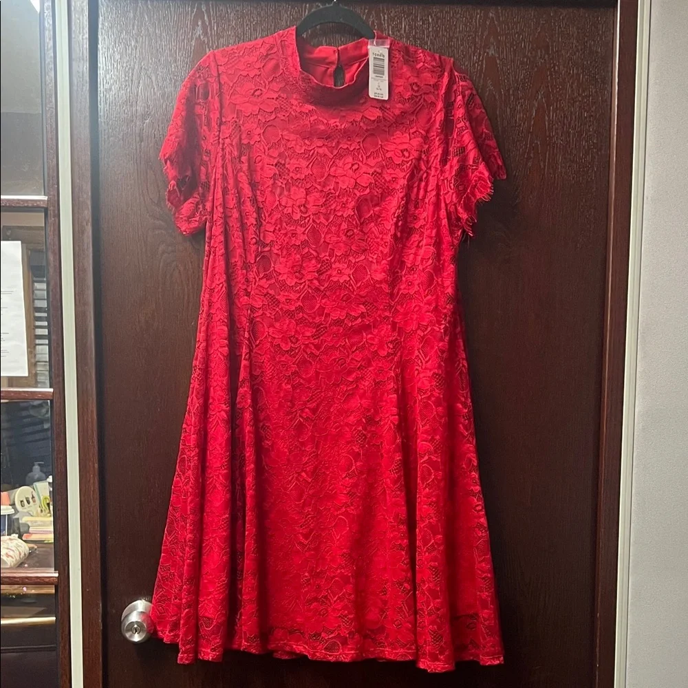 Torrid Mini Lace High Neck Skater Dress - Picture 4 of 16